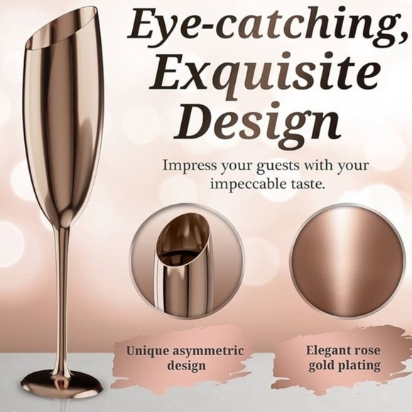 Rose Gold Champagne Flutes - Picture 1 of 2